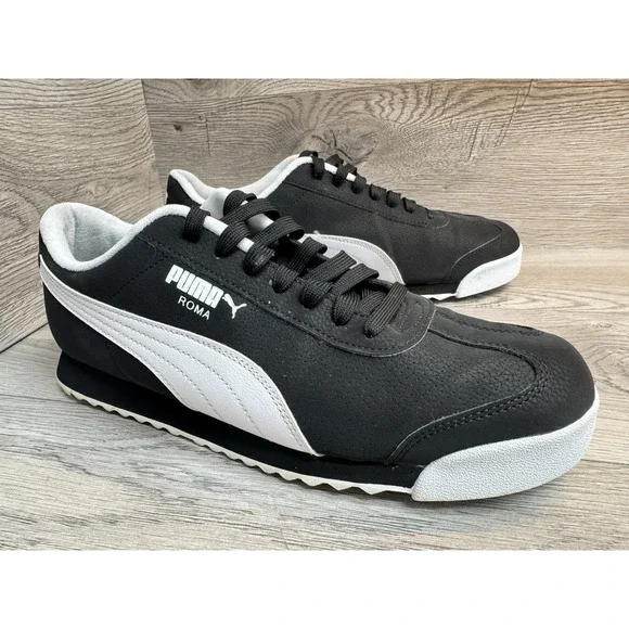 Puma Roma Reversed Classic Black White 392263-02 Men's Size 9.5 Sneakers Shoes - Picture 3 of 8